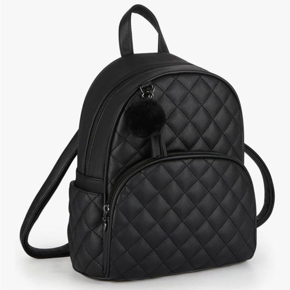 NWT ECOSUSI Mini Backpack Women PU Leather Black Backpack